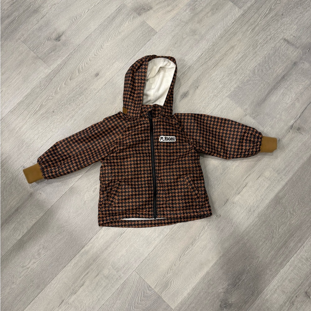Mini Rodini Brown Raincoat with Hood and Water-Resistant Material 3-5 years old